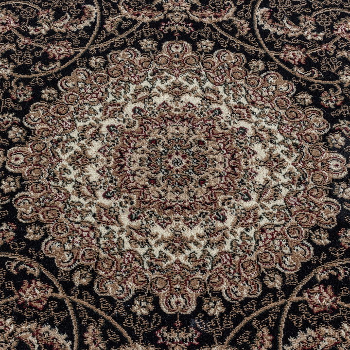 Teppich Kurzflor Ethno Design Polypropylen Gewebt Schwarz Läufer 80x150_Läufer_
