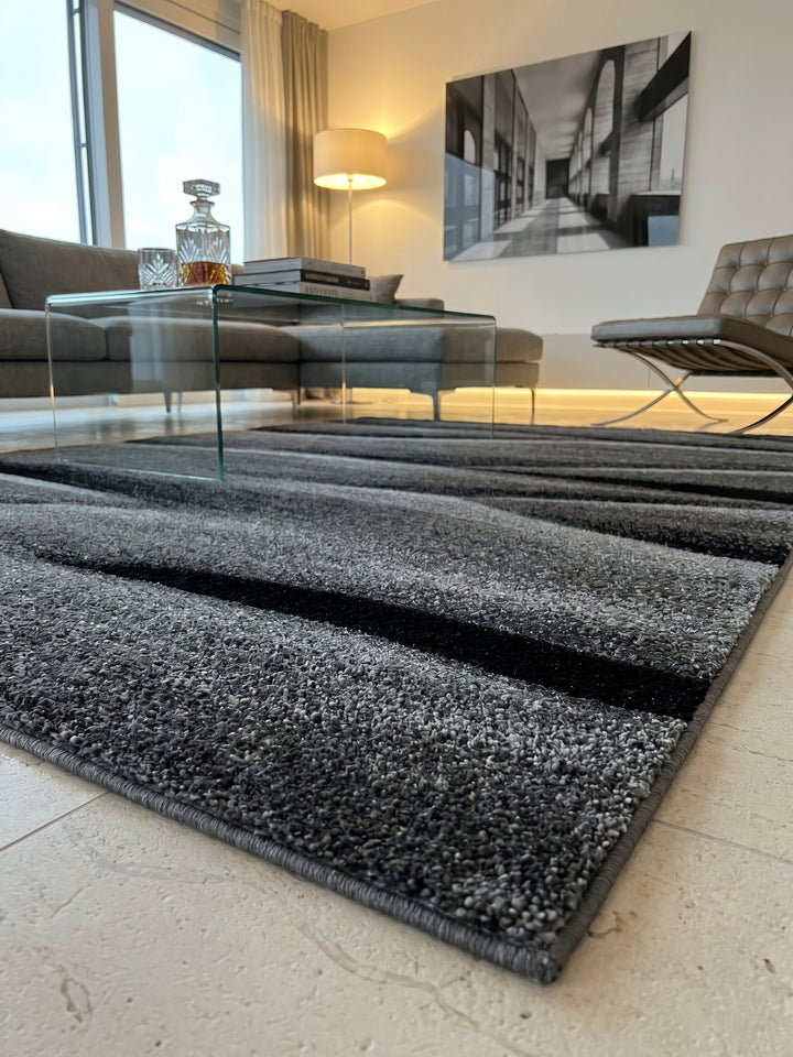 Teppich Schwarz rechteckig Textur Nahaufnahme Detail_