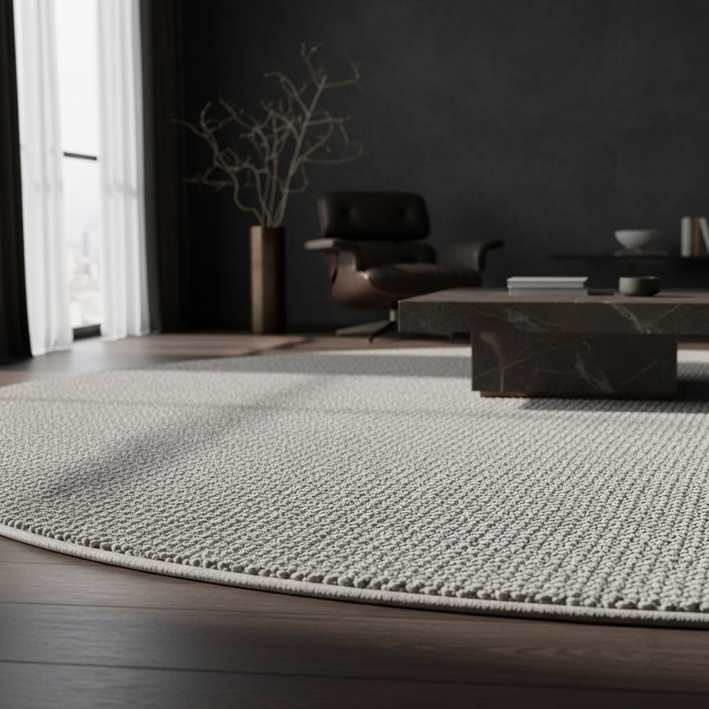 Teppich Kurzflor Flachgewebe Uni-Design Polypropylen Wohnzimmer_Rund_