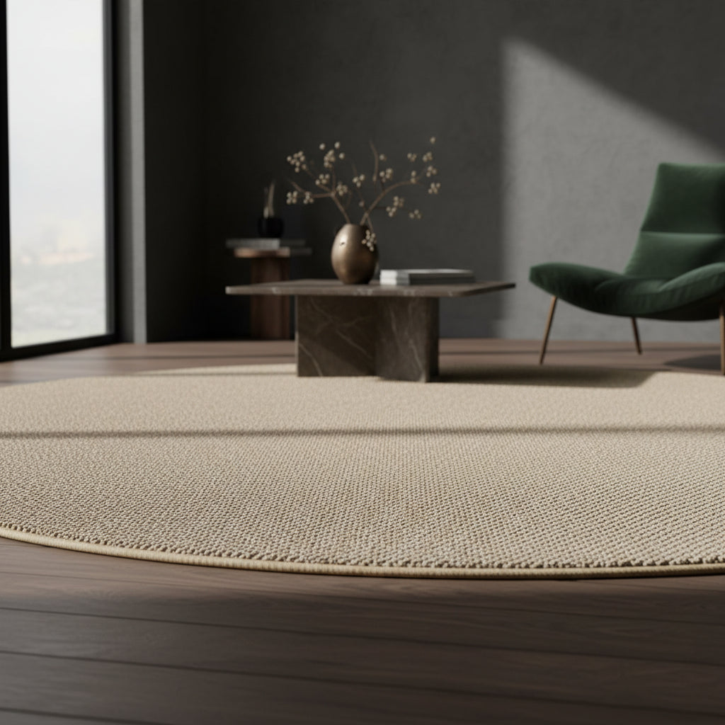 Teppich Kurzflor Flachgewebe Uni-Design Polypropylen Wohnzimmer_Rund_