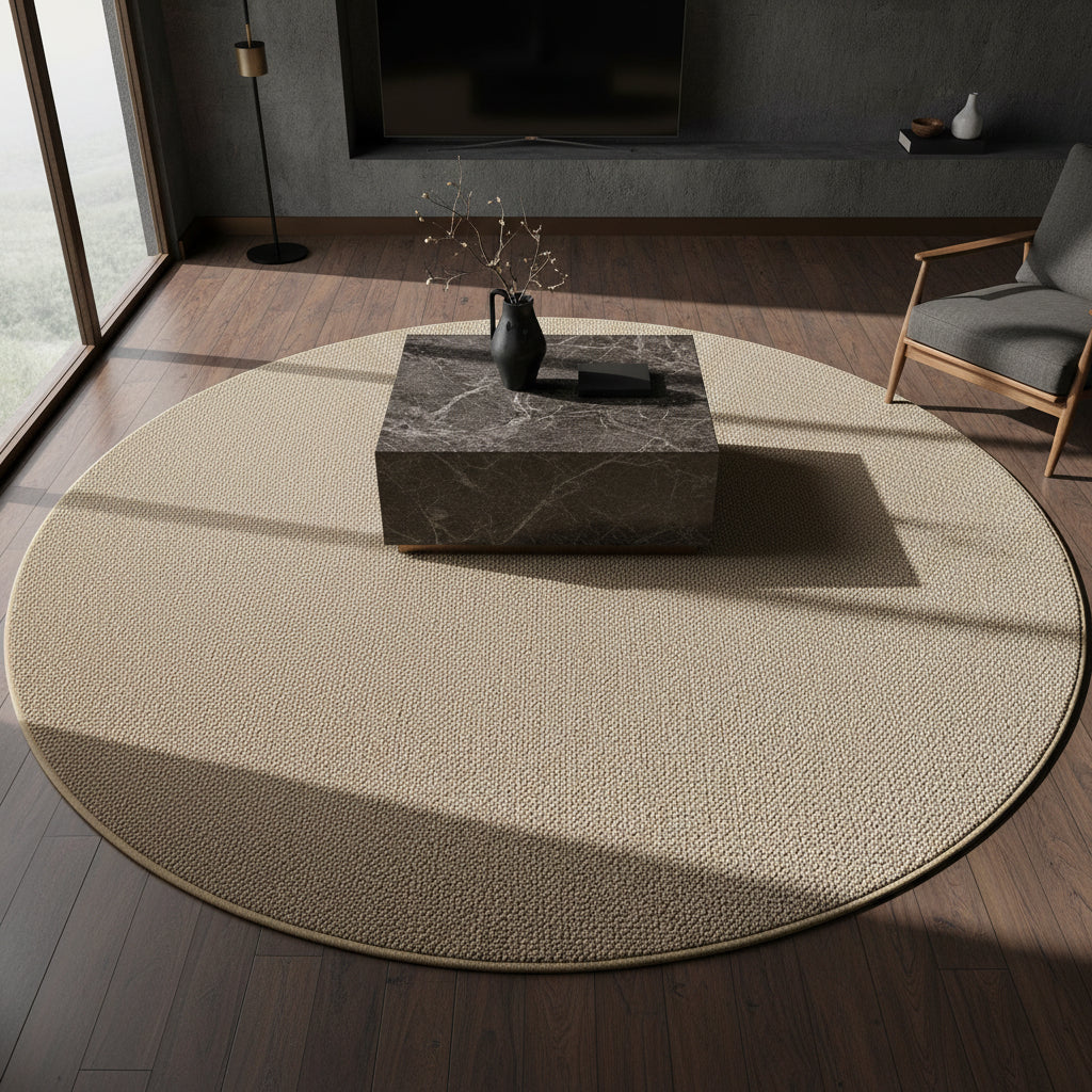 Teppich Kurzflor Flachgewebe Uni-Design Polypropylen Wohnzimmer_Rund_