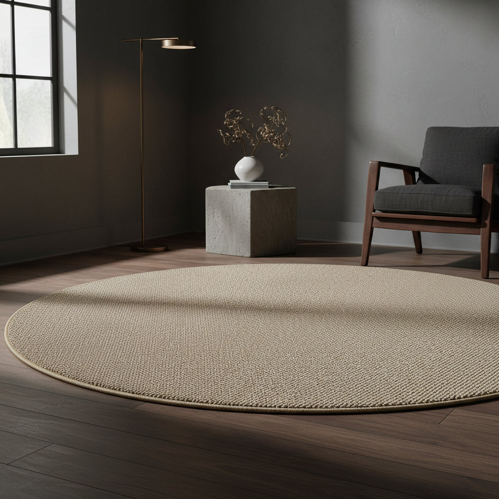 Teppich Kurzflor Flachgewebe Uni-Design Polypropylen Wohnzimmer_Rund_