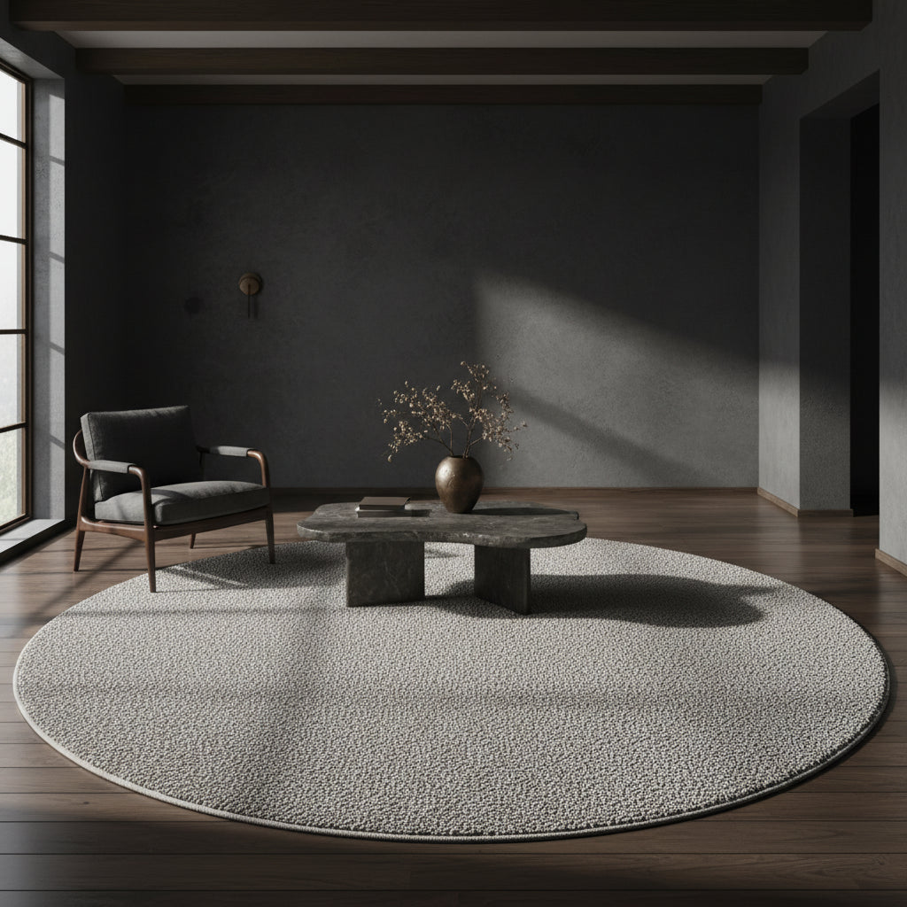 Teppich Kurzflor Flachgewebe Uni-Design Polypropylen Wohnzimmer_Rund_