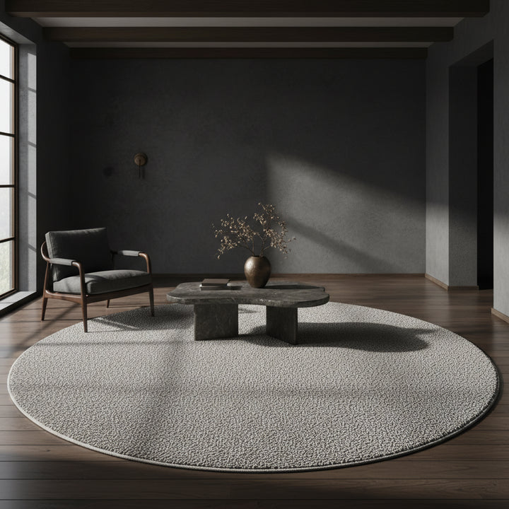 Teppich Kurzflor Flachgewebe Uni-Design Polypropylen Wohnzimmer_Rund_