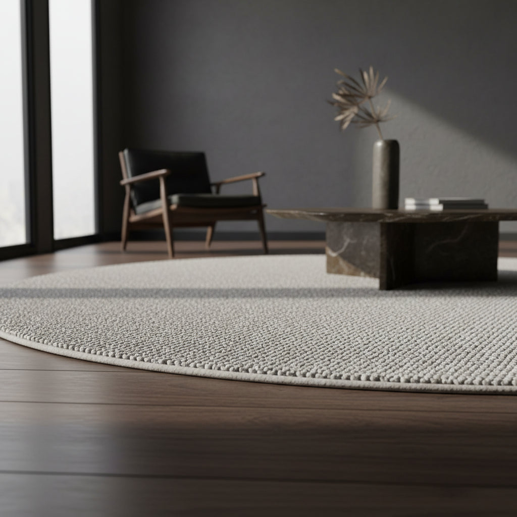 Teppich Kurzflor Flachgewebe Uni-Design Polypropylen Wohnzimmer_Rund_