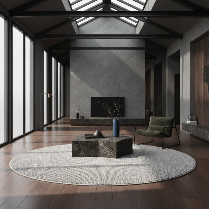 Teppich Kurzflor Flachgewebe Uni-Design Polypropylen Wohnzimmer_Rund_