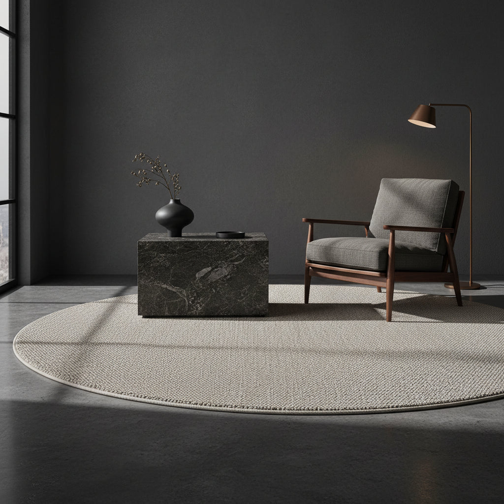 Teppich Kurzflor Flachgewebe Uni-Design Polypropylen Wohnzimmer_Rund_