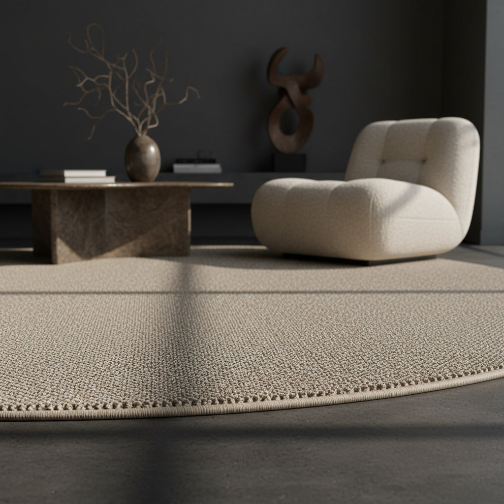 Teppich Kurzflor Flachgewebe Uni-Design Polypropylen Wohnzimmer_Rund_