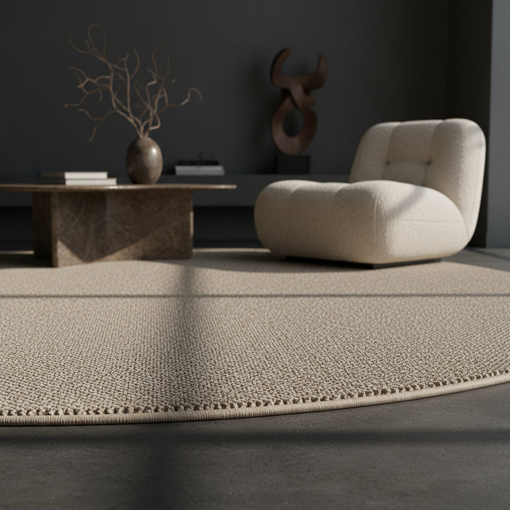 Teppich Kurzflor Flachgewebe Uni-Design Polypropylen Wohnzimmer_Rund_