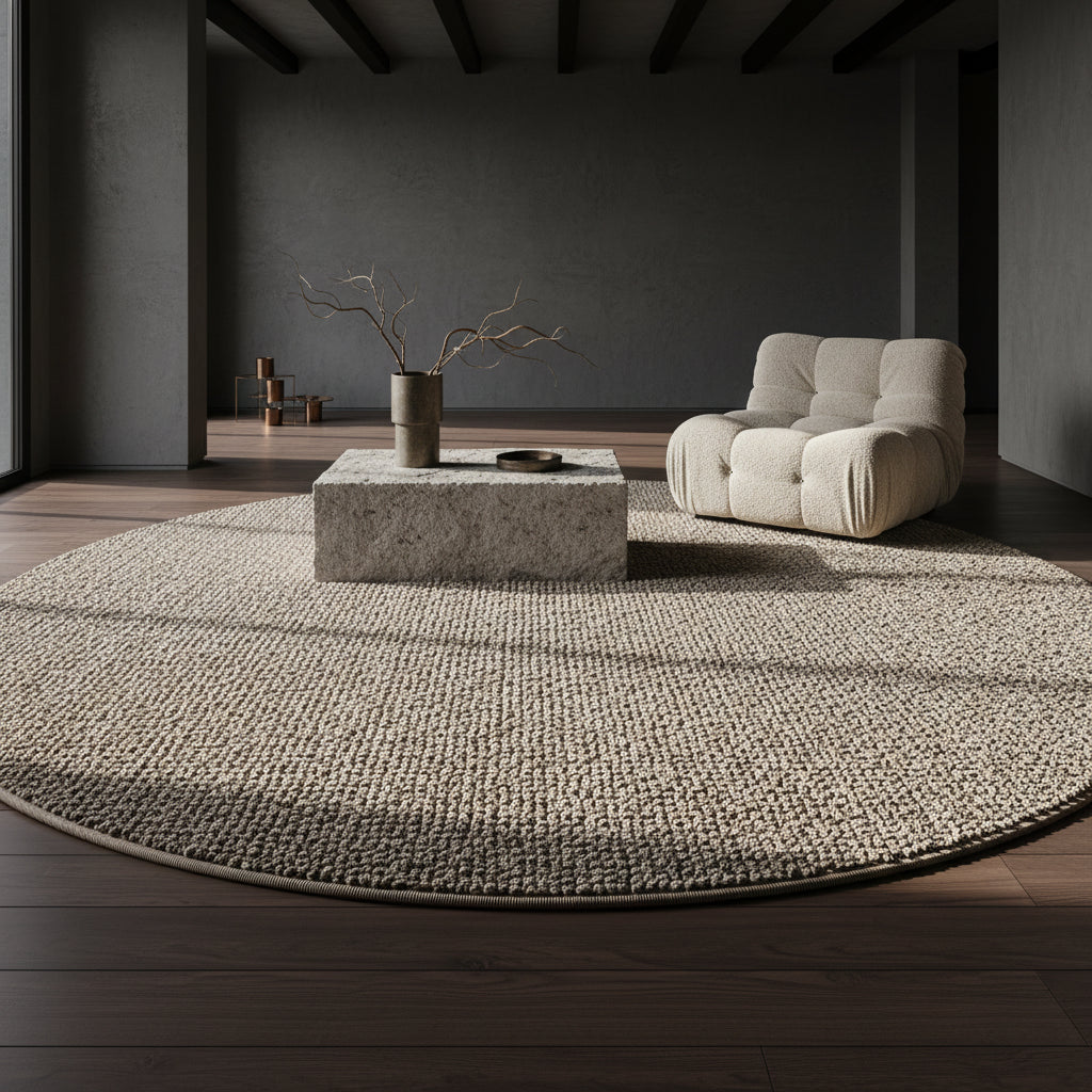 Teppich Kurzflor Flachgewebe Uni-Design Polypropylen Wohnzimmer_Rund_