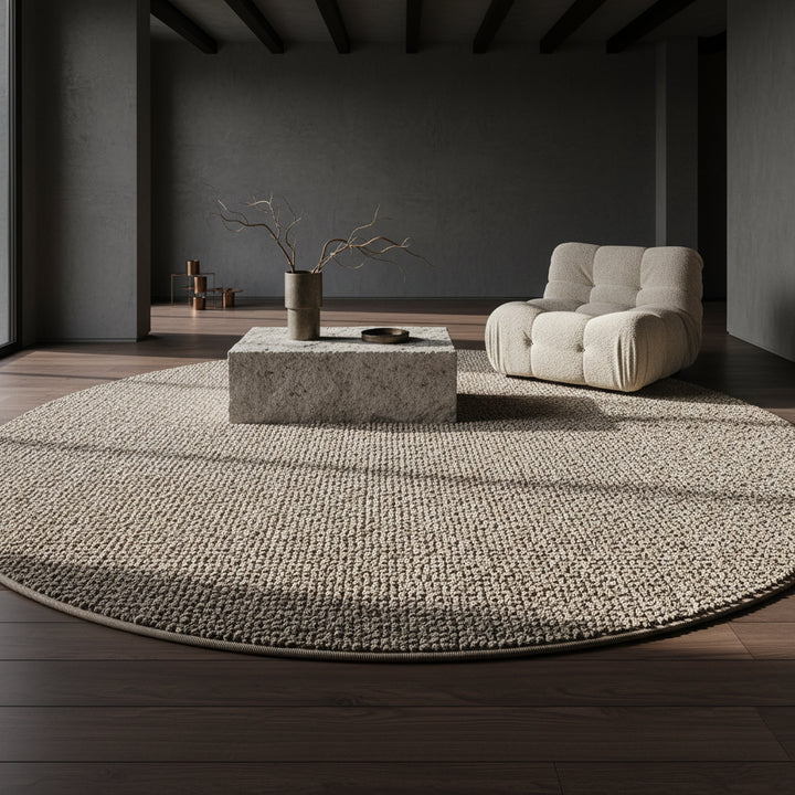 Teppich Kurzflor Flachgewebe Uni-Design Polypropylen Wohnzimmer_Rund_