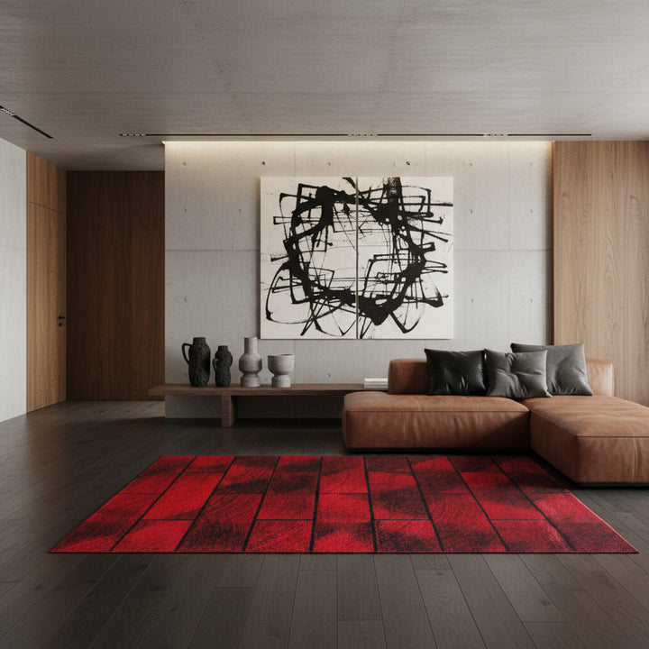 Teppich Kurzflor Geometrisch Polypropylen Wohnzimmer_Läufer_