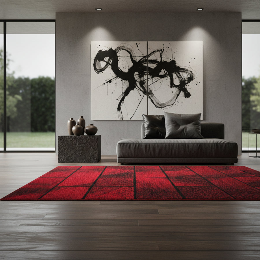 Teppich Kurzflor Geometrisch Polypropylen Wohnzimmer_Läufer_