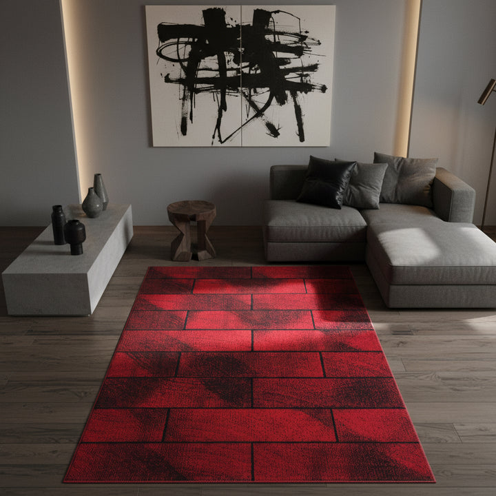 Teppich Kurzflor Geometrisch Polypropylen Wohnzimmer_Läufer_