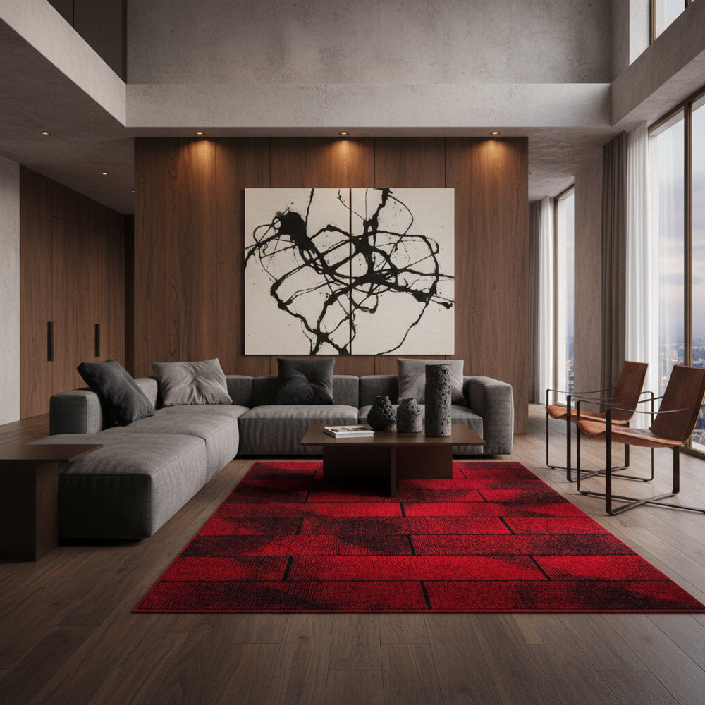 Teppich Kurzflor Geometrisch Polypropylen Wohnzimmer_Läufer_