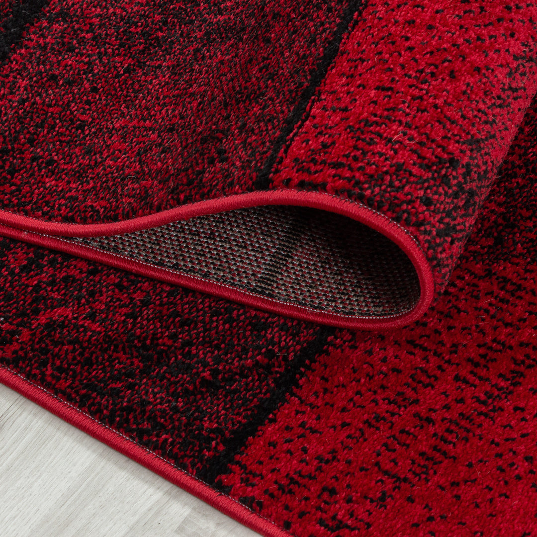 Teppich Kurzflor Geometrisch Polypropylen Wohnzimmer_Rot_Läufer_