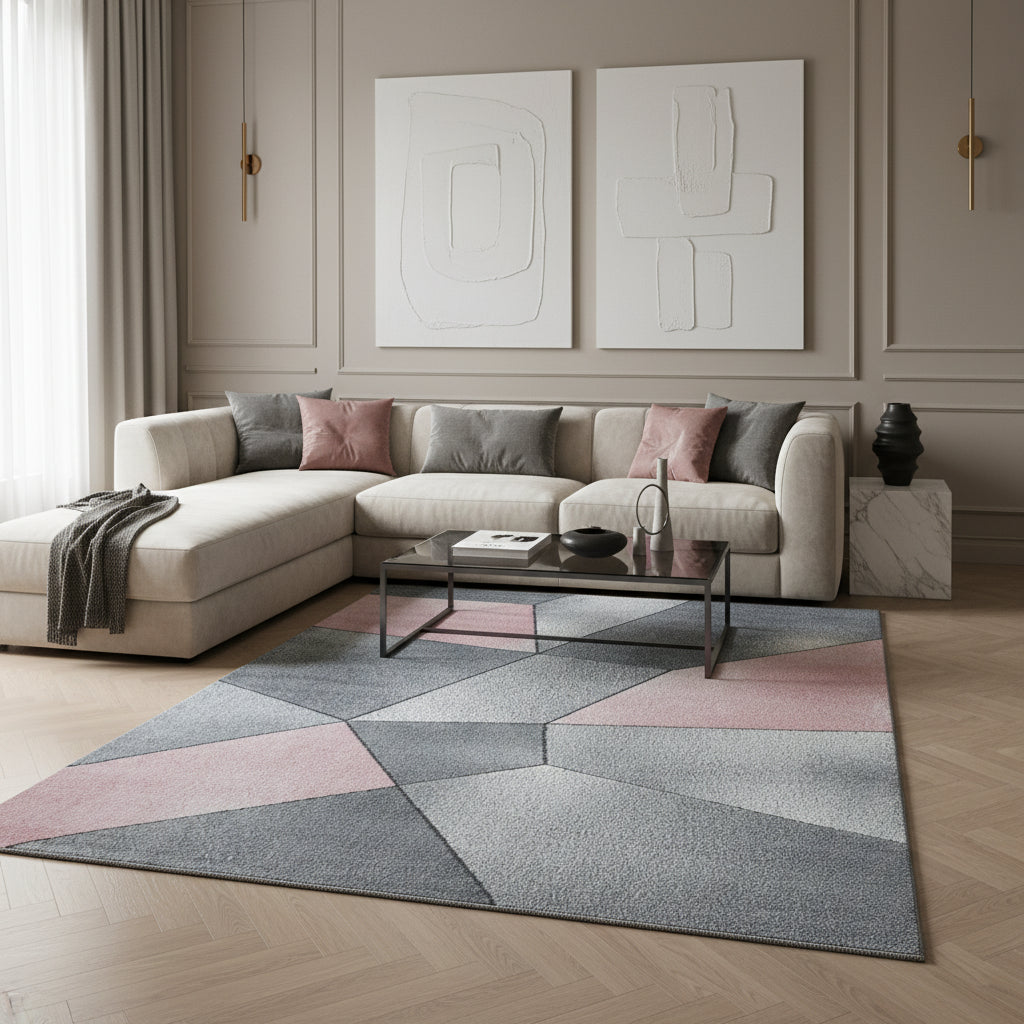 Teppich Kurzflor Geometrisch Polypropylen Wohnzimmer_Läufer_