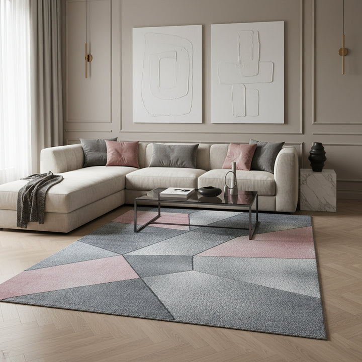 Teppich Kurzflor Geometrisch Polypropylen Wohnzimmer_Läufer_