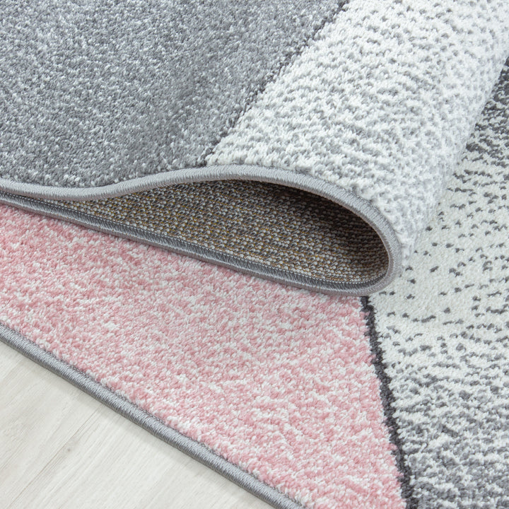 Teppich Kurzflor Geometrisch Polypropylen Wohnzimmer_Pink_Läufer_