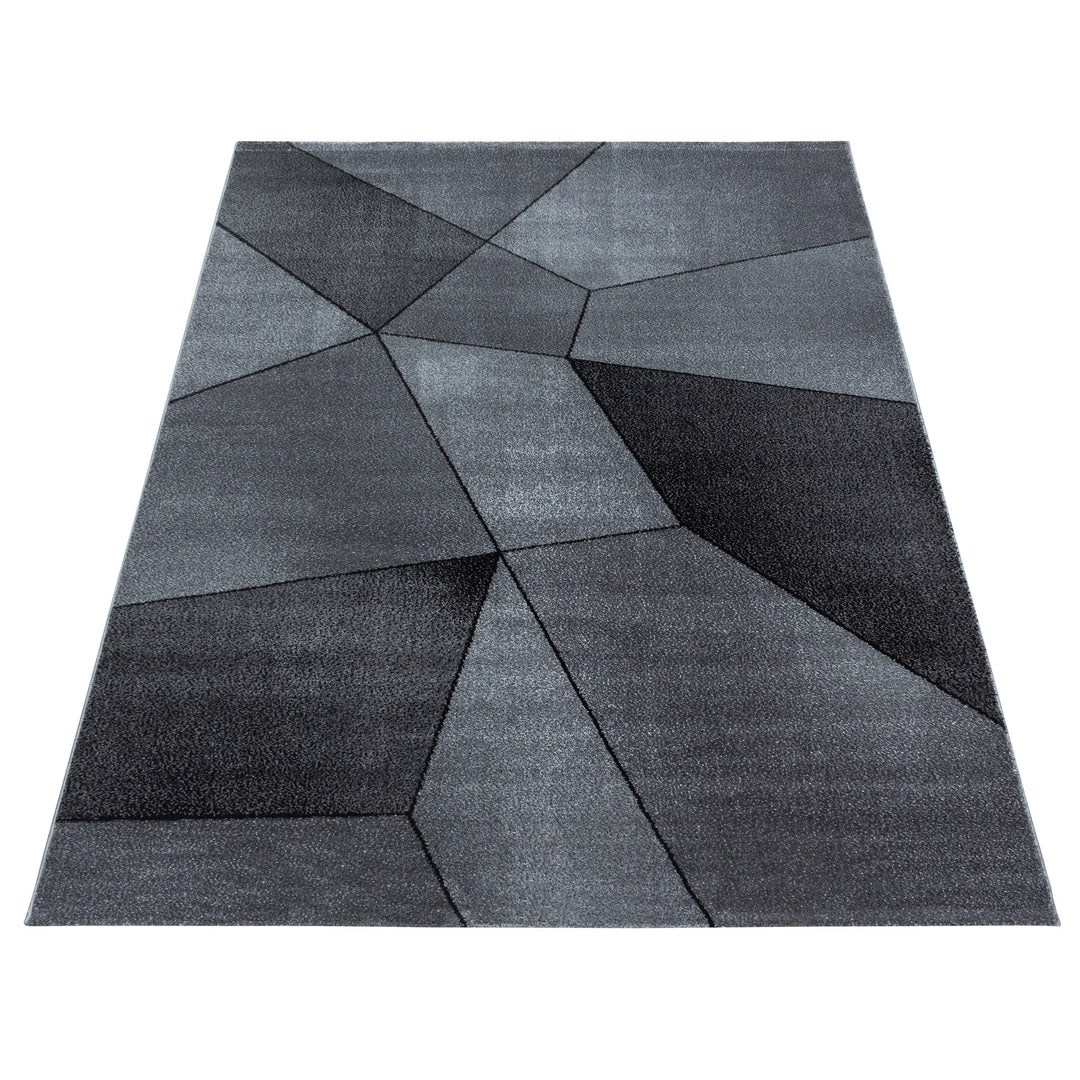 Teppich Kurzflor Geometrisch Polypropylen Wohnzimmer Grau Läufer 80x150_Läufer_
