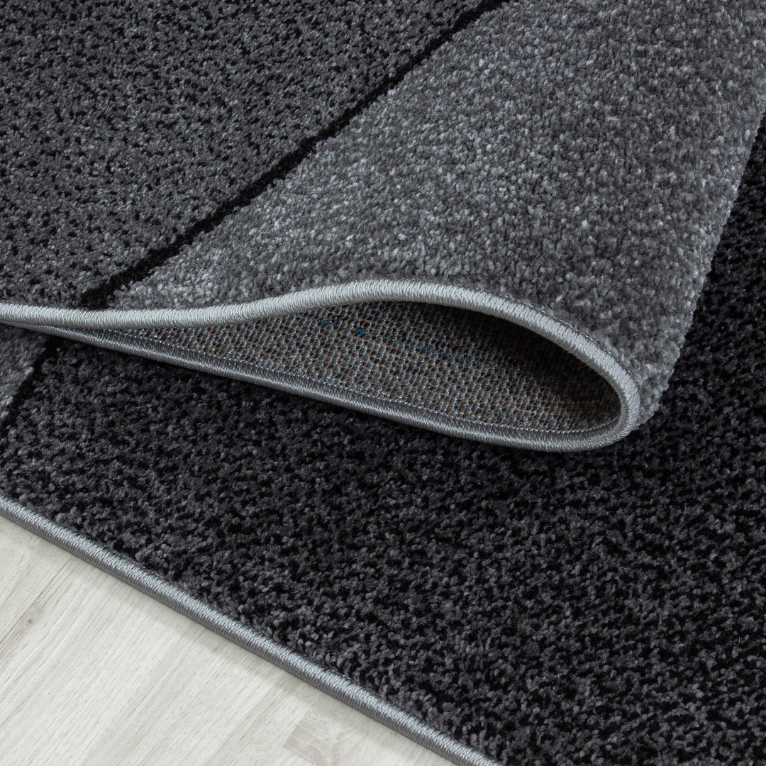 Teppich Kurzflor Geometrisch Polypropylen Wohnzimmer_Grau_Läufer_