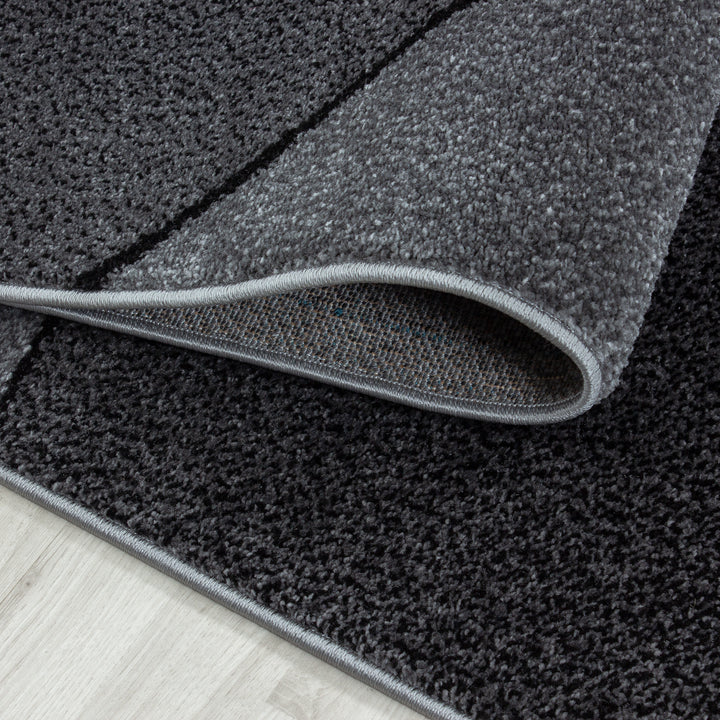 Teppich Kurzflor Geometrisch Polypropylen Wohnzimmer_Grau_Läufer_