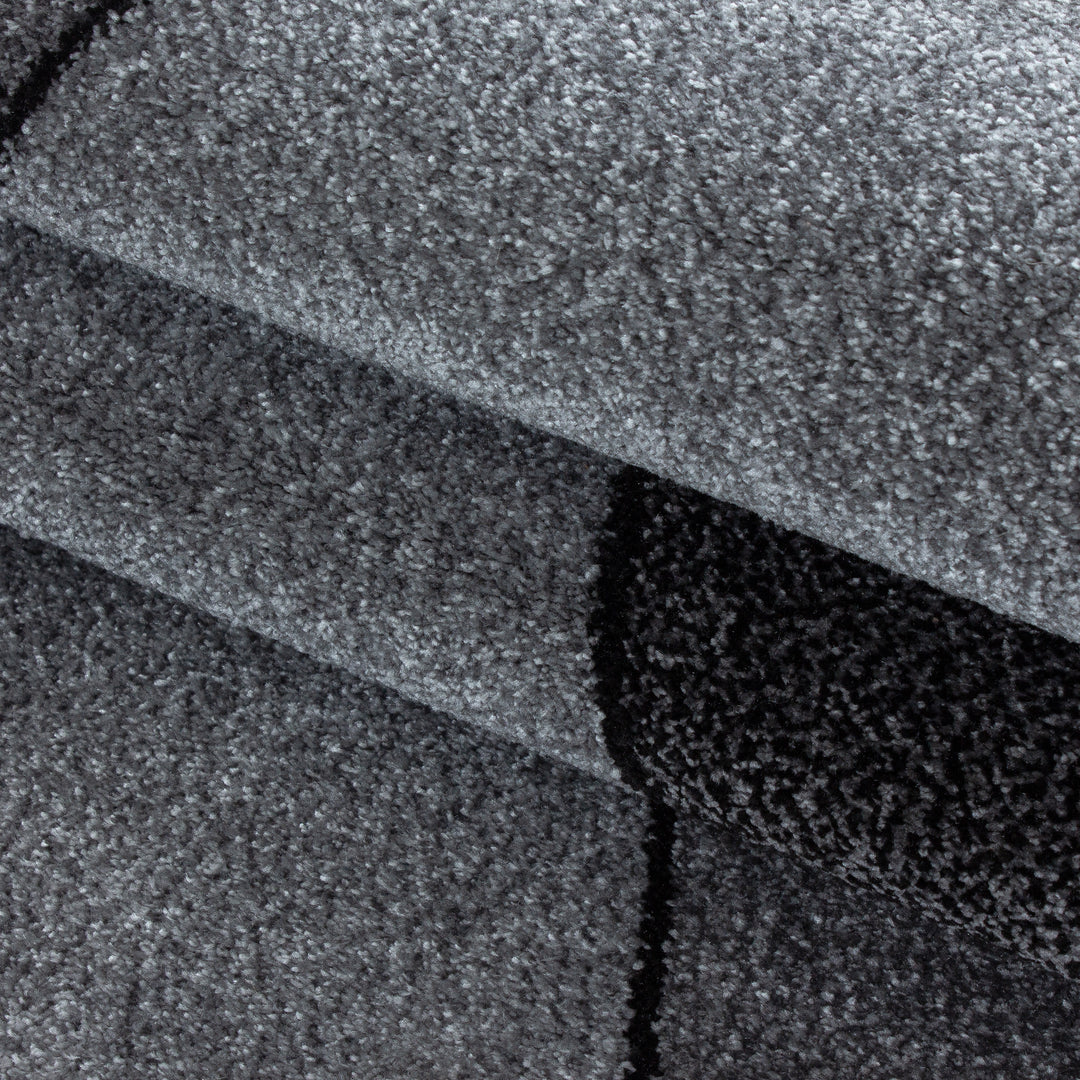Teppich Kurzflor Geometrisch Polypropylen Wohnzimmer Grau Läufer 80x150_Läufer_