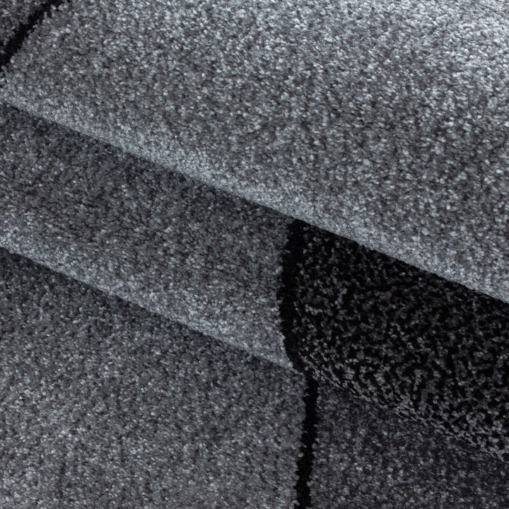 Teppich Kurzflor Geometrisch Polypropylen Wohnzimmer Grau Läufer 80x150_Läufer_