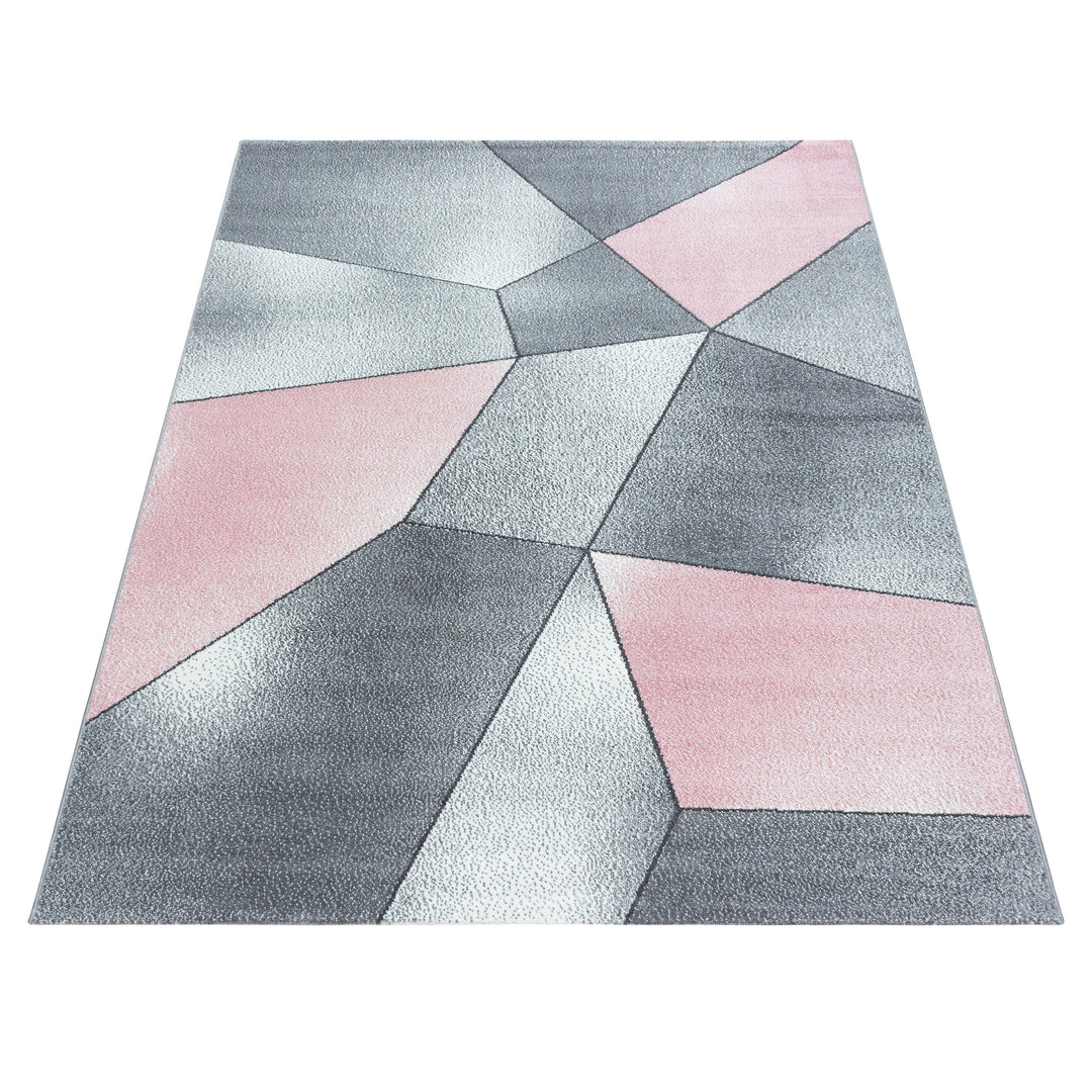 Teppich Kurzflor Geometrisch Polypropylen Wohnzimmer Pink Läufer 80x150_Läufer_