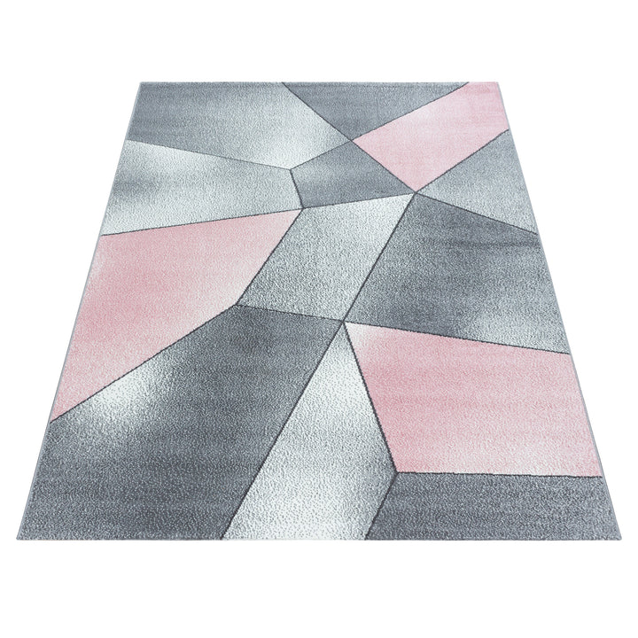 Teppich Kurzflor Geometrisch Polypropylen Wohnzimmer Pink Läufer 80x150_Läufer_