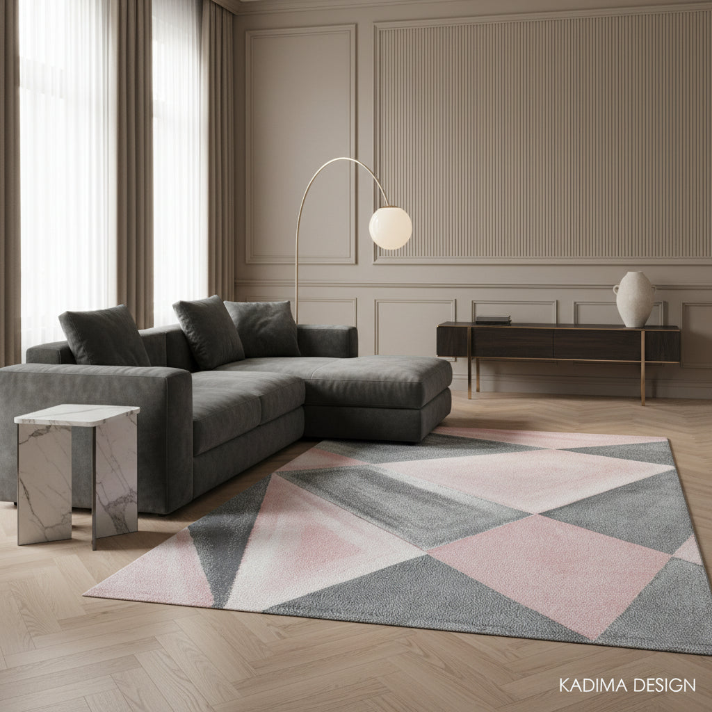 Teppich Kurzflor Geometrisch Polypropylen Wohnzimmer Läufer