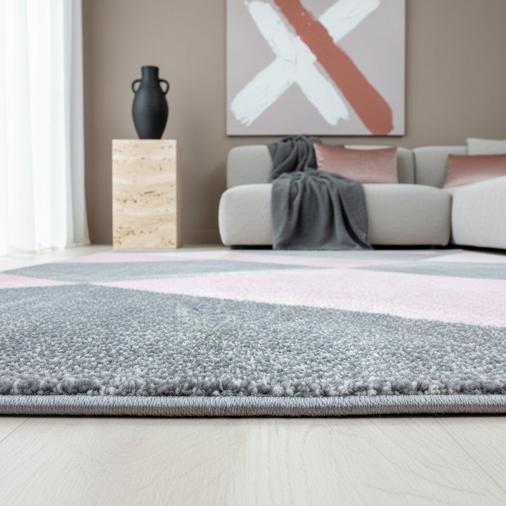 Teppich Kurzflor Geometrisch Polypropylen Wohnzimmer_Läufer_