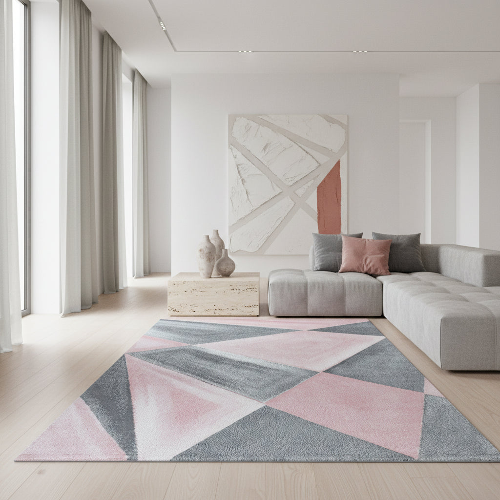 Teppich Kurzflor Geometrisch Polypropylen Wohnzimmer_Läufer_