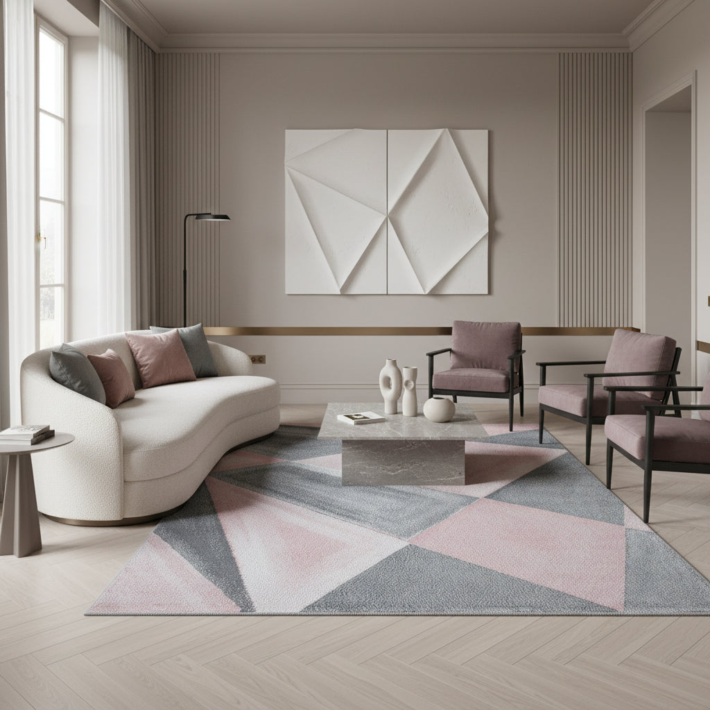 Teppich Kurzflor Geometrisch Polypropylen Wohnzimmer_Läufer_