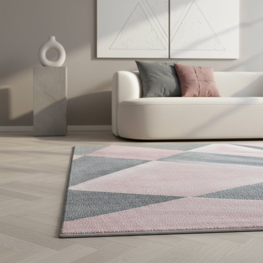 Teppich Kurzflor Geometrisch Polypropylen Wohnzimmer Läufer