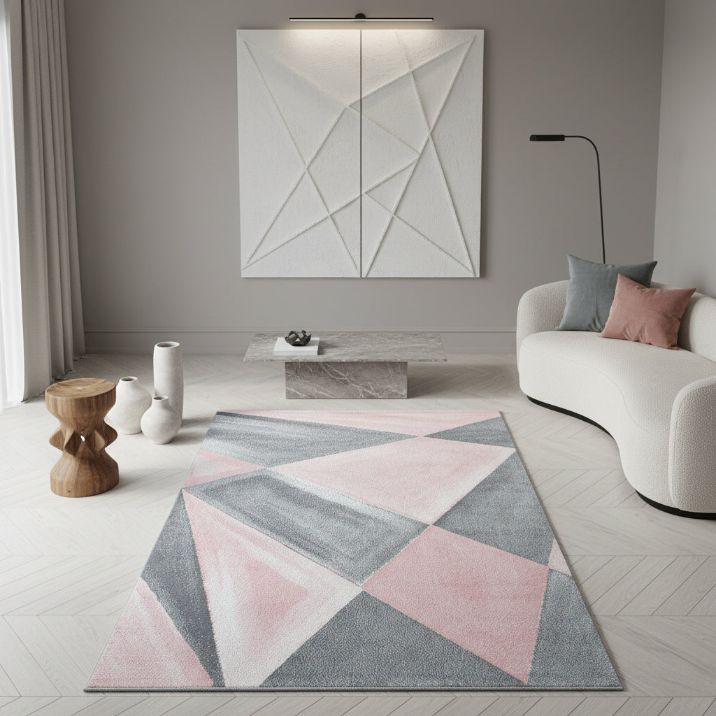 Teppich Kurzflor Geometrisch Polypropylen Wohnzimmer Läufer