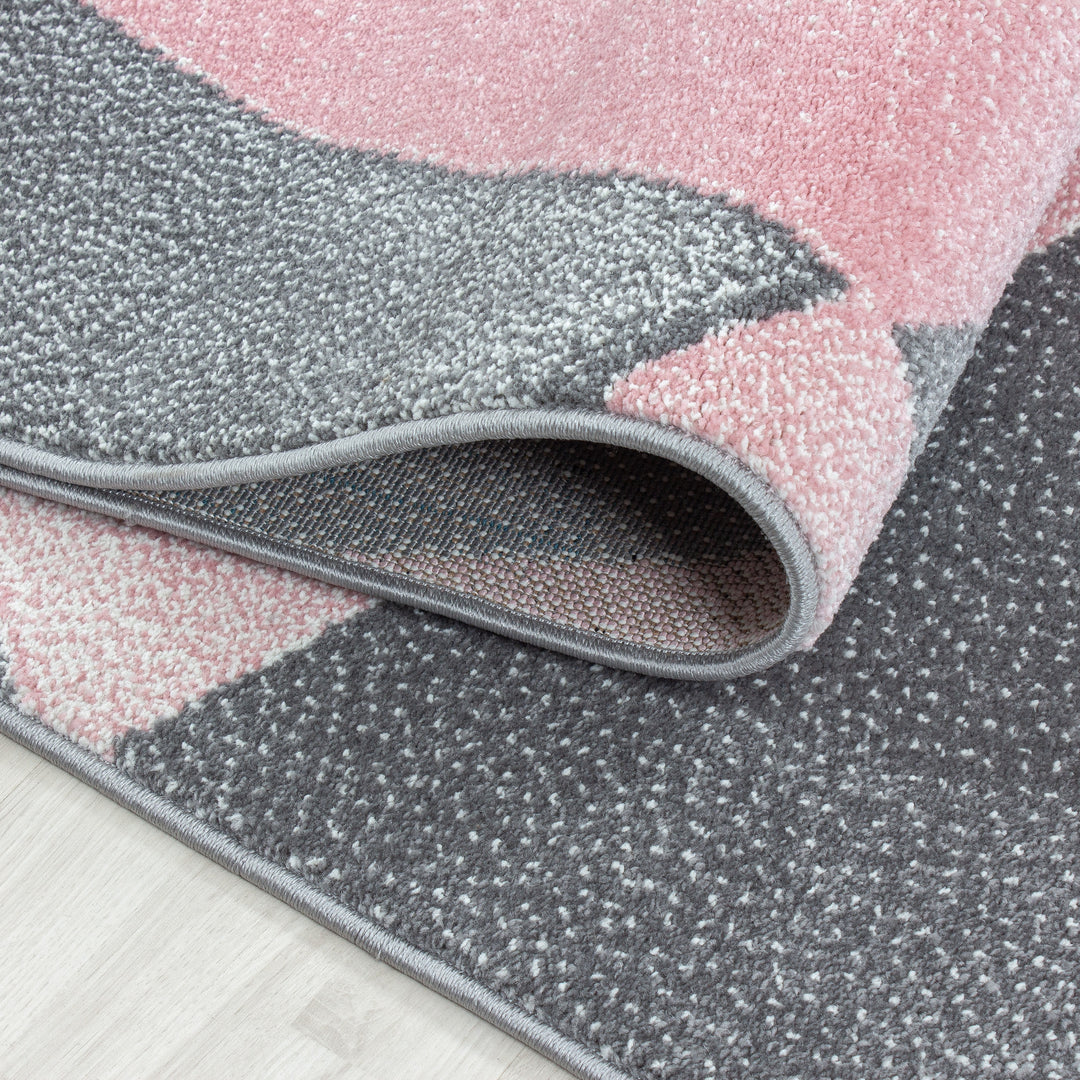 Teppich Kurzflor Geometrisch Polypropylen Wohnzimmer_Pink_Läufer_