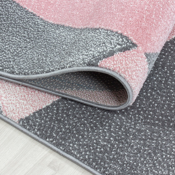Teppich Kurzflor Geometrisch Polypropylen Wohnzimmer_Pink_Läufer_