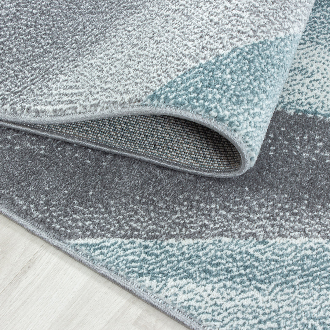 Teppich Kurzflor Geometrisch Polypropylen Wohnzimmer_Blau_Läufer_