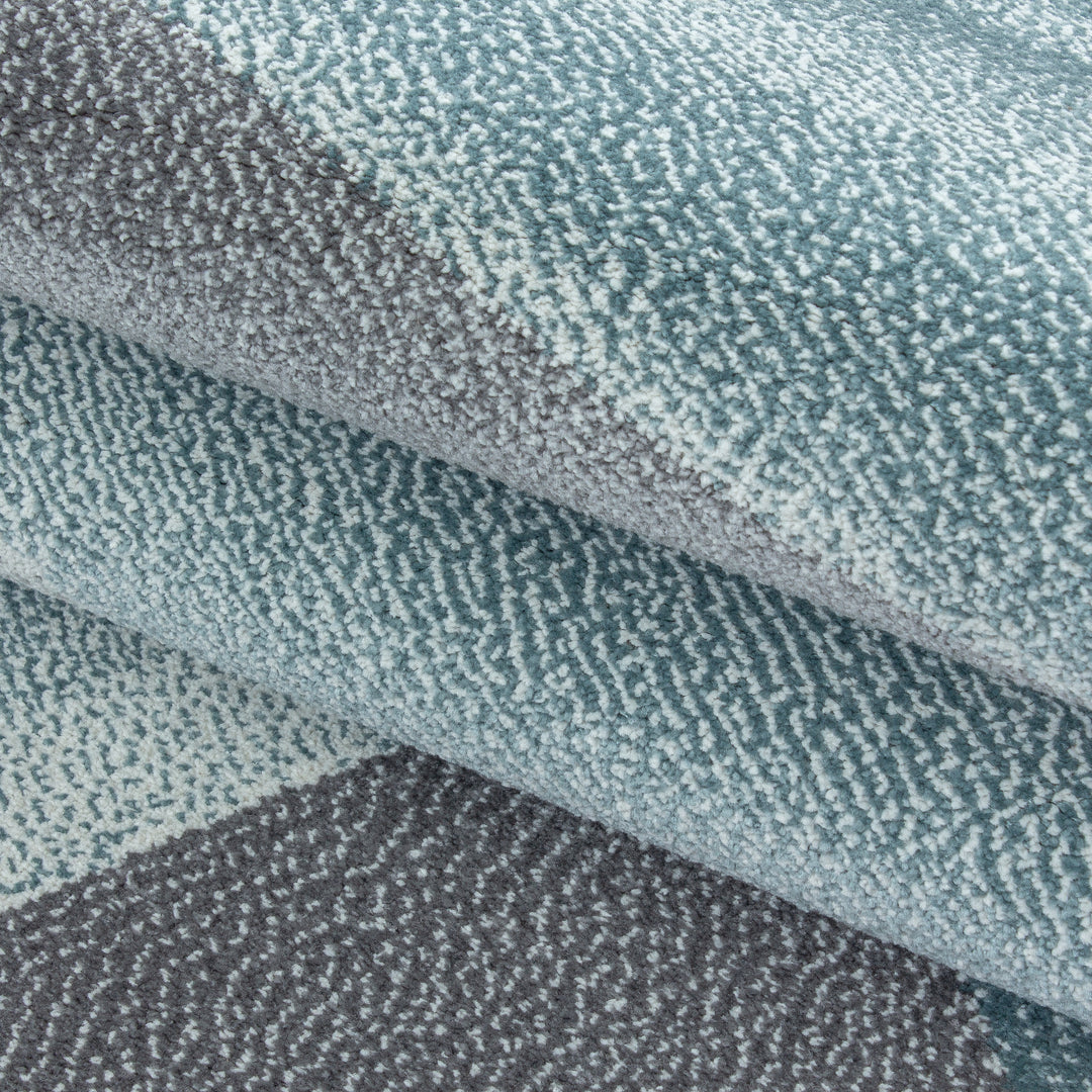Teppich Kurzflor Geometrisch Polypropylen Wohnzimmer Blau Läufer 80x150_Läufer_