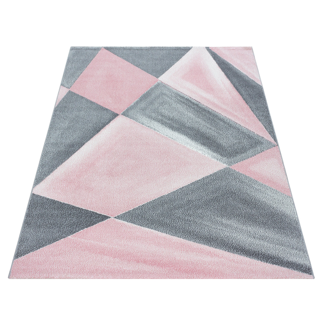 Teppich Kurzflor Geometrisch Polypropylen Wohnzimmer Pink Läufer 80x150_Läufer_