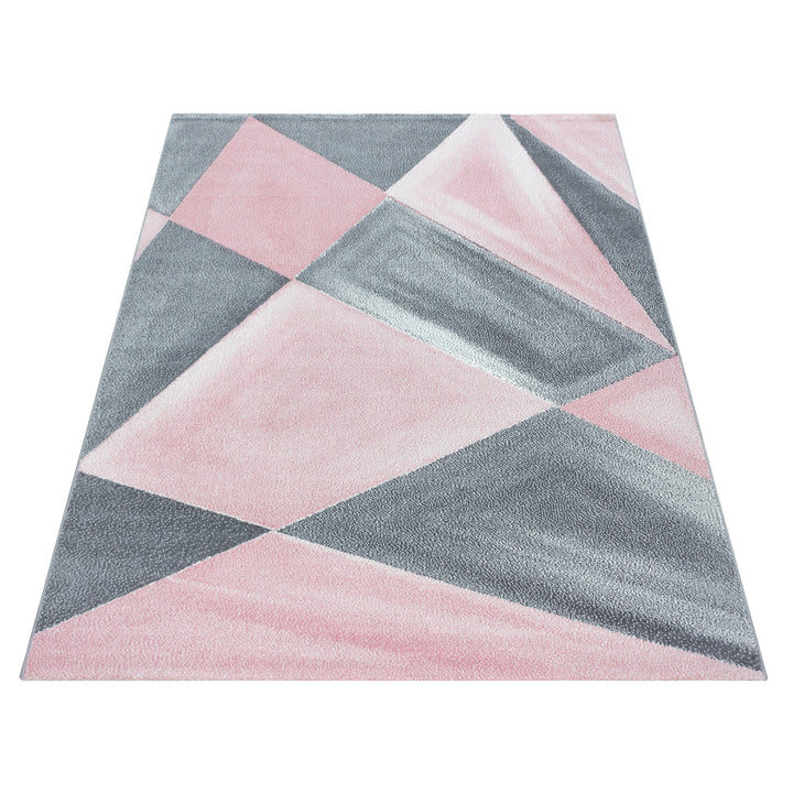 Teppich Kurzflor Geometrisch Polypropylen Wohnzimmer Pink Läufer 80x150_Läufer_