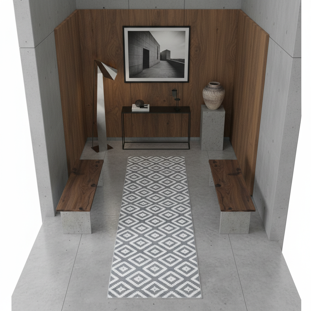 Teppich Kurzflor Geometrisches Muster Polypropylen Wohnzimmer_Läufer_