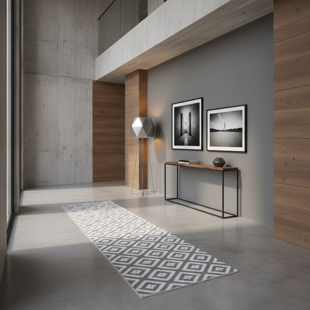 Teppich Kurzflor Geometrisches Muster Polypropylen Wohnzimmer_Läufer_