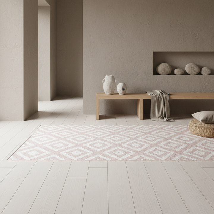 Teppich Kurzflor Geometrisches Muster Polypropylen Wohnzimmer_Läufer_