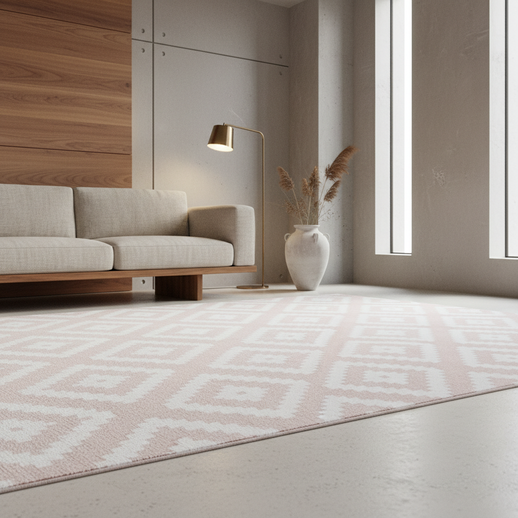 Teppich Kurzflor Geometrisches Muster Polypropylen Wohnzimmer_Läufer_