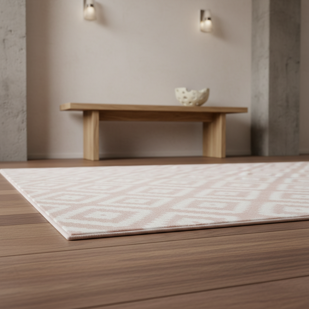 Teppich Kurzflor Geometrisches Muster Polypropylen Wohnzimmer_Läufer_