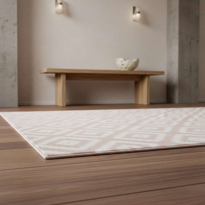 Teppich Kurzflor Geometrisches Muster Polypropylen Wohnzimmer_Läufer_