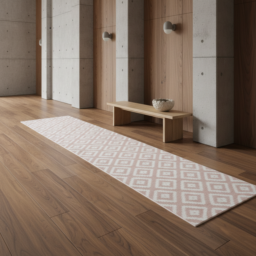 Teppich Kurzflor Geometrisches Muster Polypropylen Wohnzimmer_Läufer_