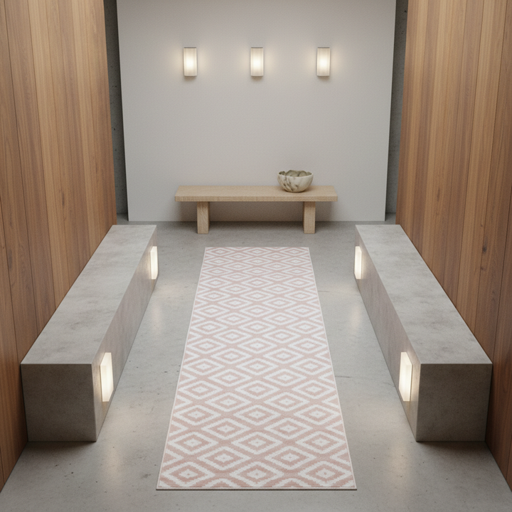 Teppich Kurzflor Geometrisches Muster Polypropylen Wohnzimmer_Läufer_